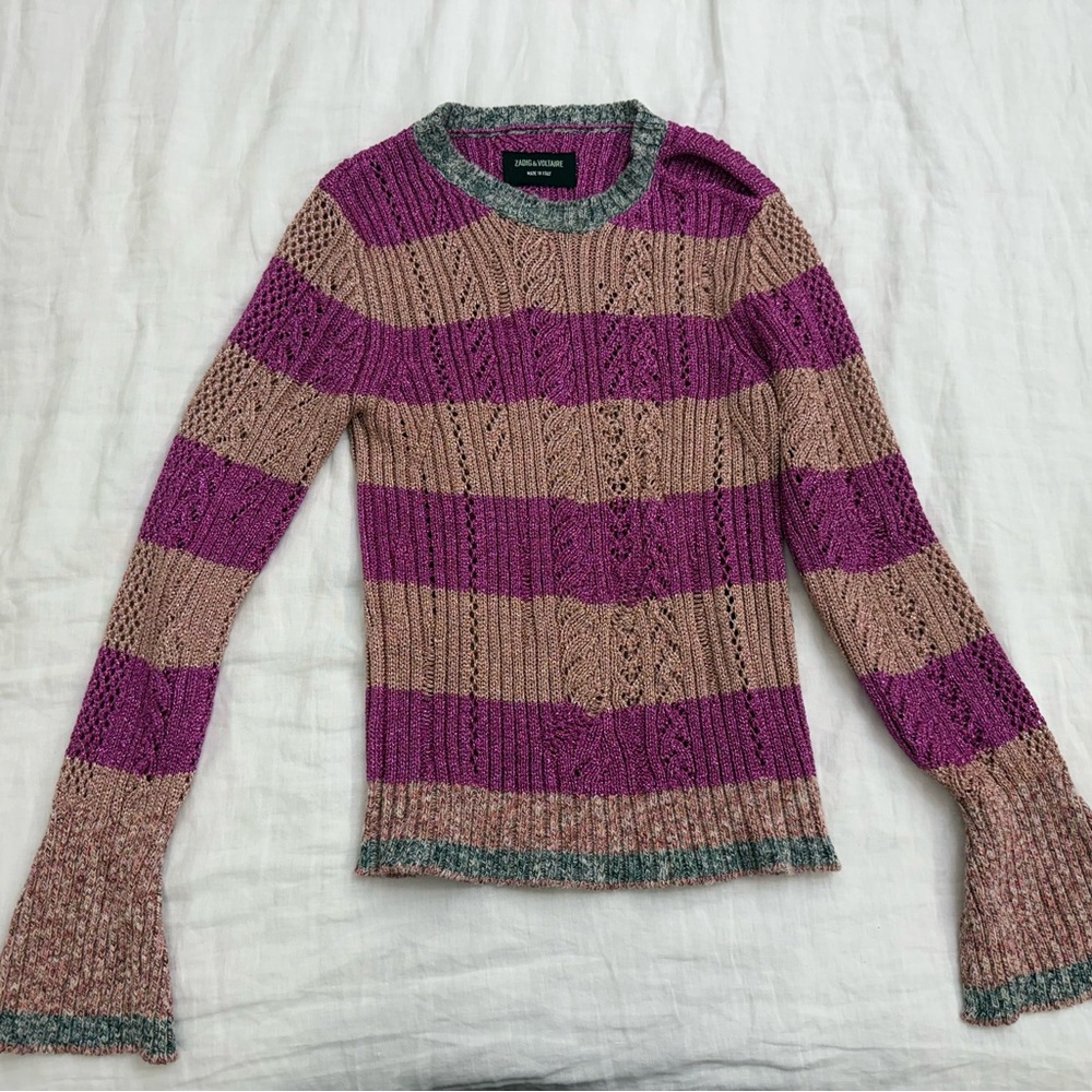 Striped Pink and Tan Sweater